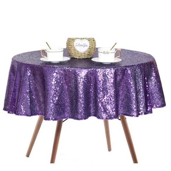 1pcTABLECLOTH special occasions/party Purple sequined round size50"Lx50"W  NWOT - Picture 4 of 4
